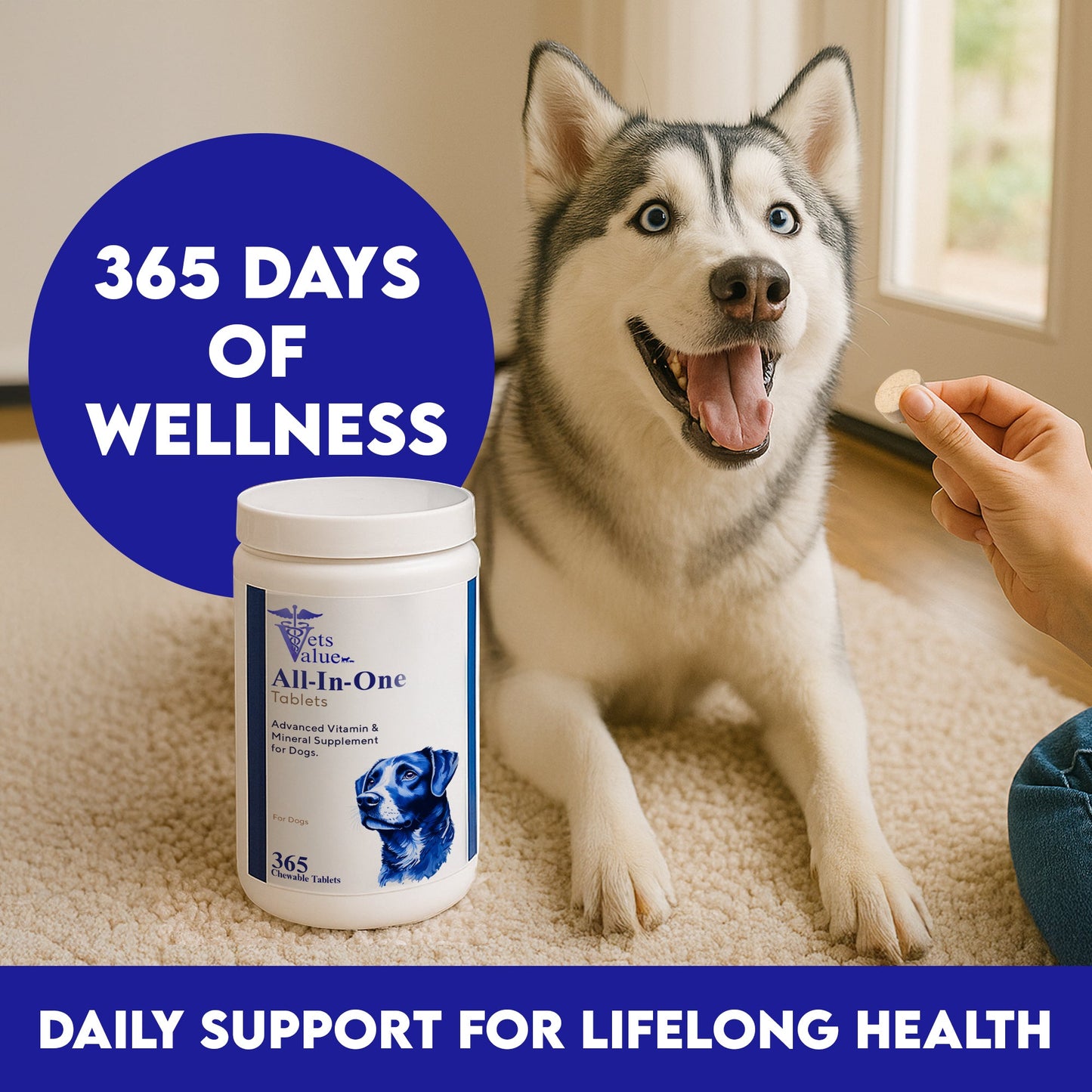 Vets Value All-in-One Dog Vitamins – 365 Chewable Tablets