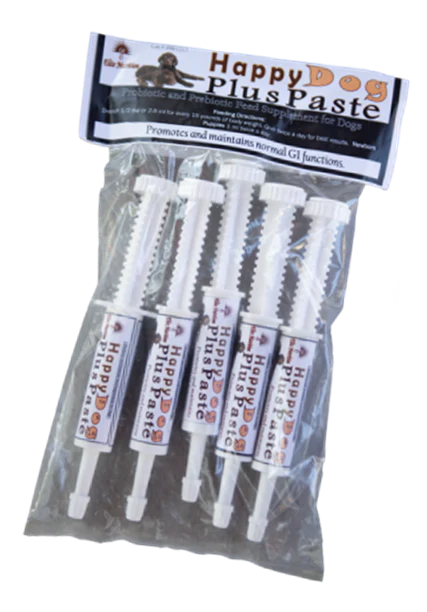Packaged Happy Dog Plus Paste with multiple tubes