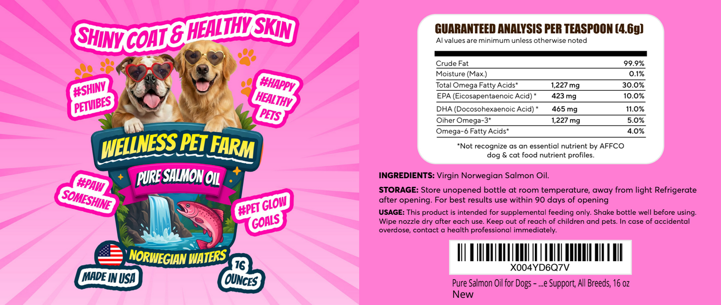 Pure Salmon Oil for Dogs - 16oz
