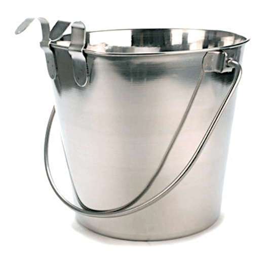 Stainless Steel Buckets - Flat Sided - With Hooks - 6qt - OKIE DOG SUPPLY
