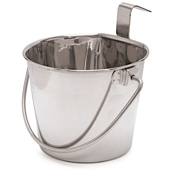Stainless Steel Buckets with Hooks - Flat Sided - 1 quart - OKIE DOG SUPPLY