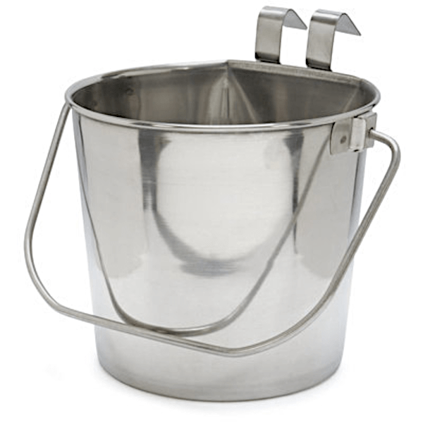 Stainless Steel Buckets - With Hooks - Flat Sided - 4 quart - OKIE DOG SUPPLY