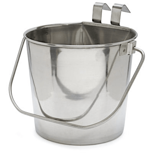 Stainless Steel Buckets - With Hooks - Flat Sided - 4 quart - OKIE DOG SUPPLY