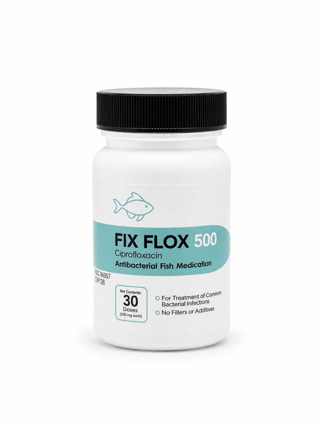 Fix Flox 500 antibacterial fish medication bottle