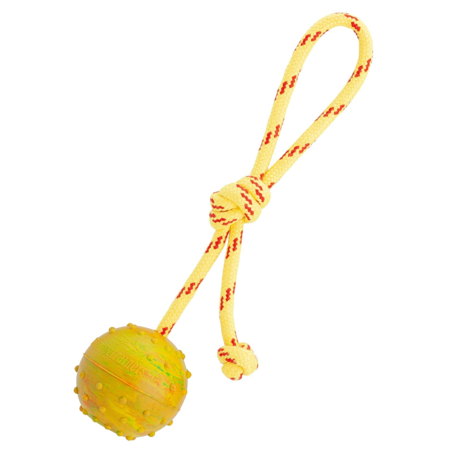 FDT Rubber Dog Ball on Rope, Medium - Diameter 2.3"