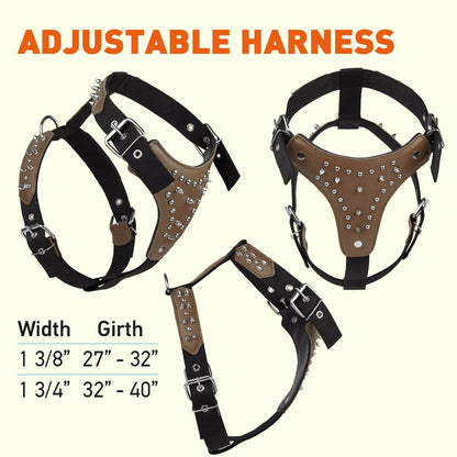 Leather + Nylon Spike Harness