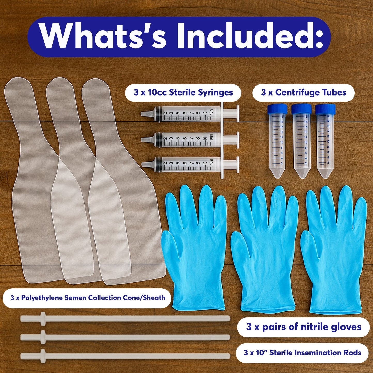 3-Pack Canine Breeding Support Kit – Complete Dog Breeding Supplies with Tubes, Insemination Rods, Syringes, Sheaths & Disposable Gloves – Veterinary Grade Animal Care Equipment