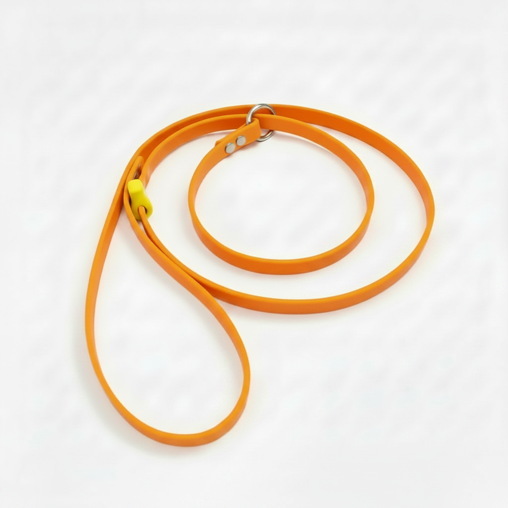 BRIGHT ORANGE SLIP LEAD WITH BANANA YELLOW STOP
