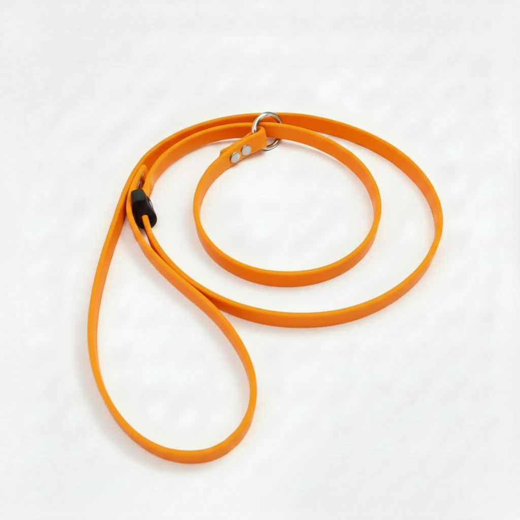 BRIGHT ORANGE SLIP LEAD WITH BLACK STOP
