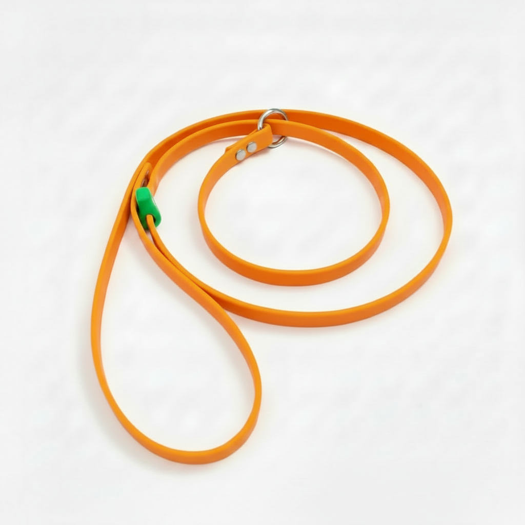 BRIGHT ORANGE SLIP LEAD WITH GREEN STOP
