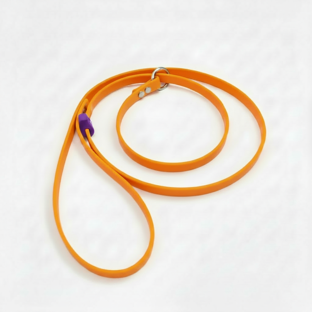 BRIGHT ORANGE SLIP LEAD WITH PURPLE STOP