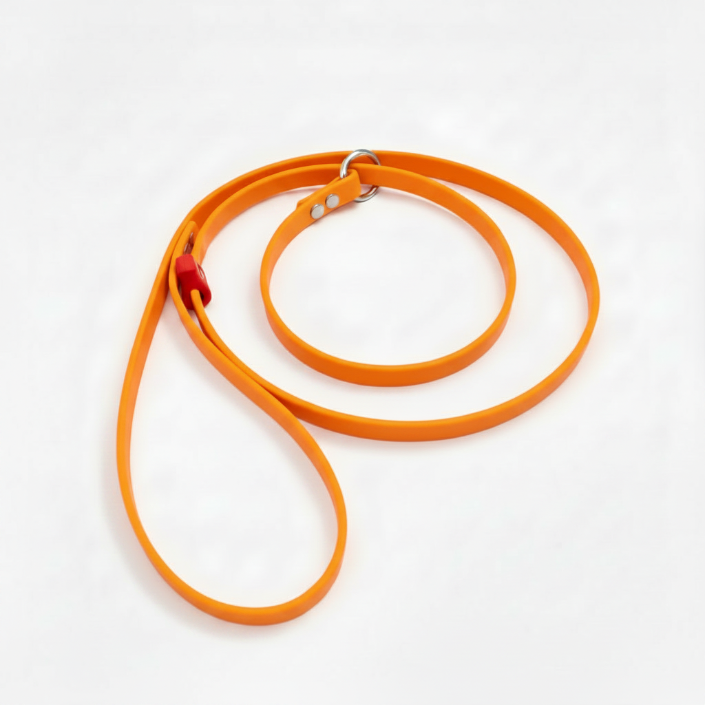 BRIGHT ORANGE SLIP LEAD WITH RED STOP