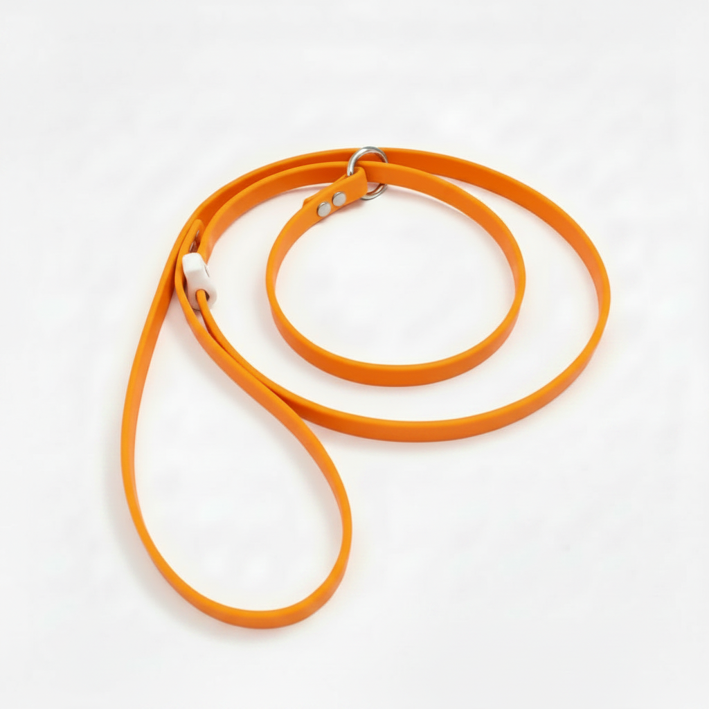 BRIGHT ORANGE SLIP LEAD WITH WHITE STOP