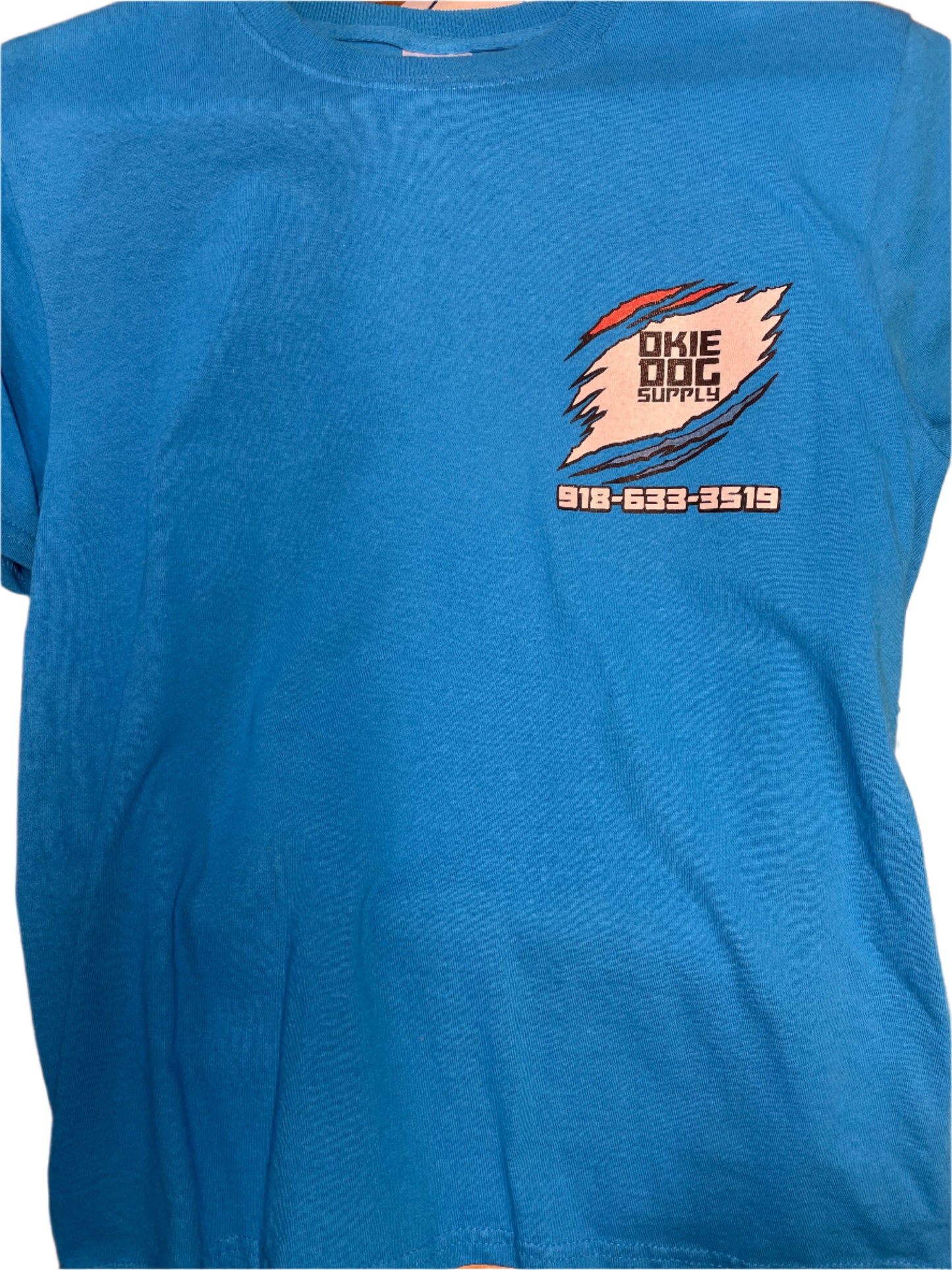 youth tshirt okie dog bright blue