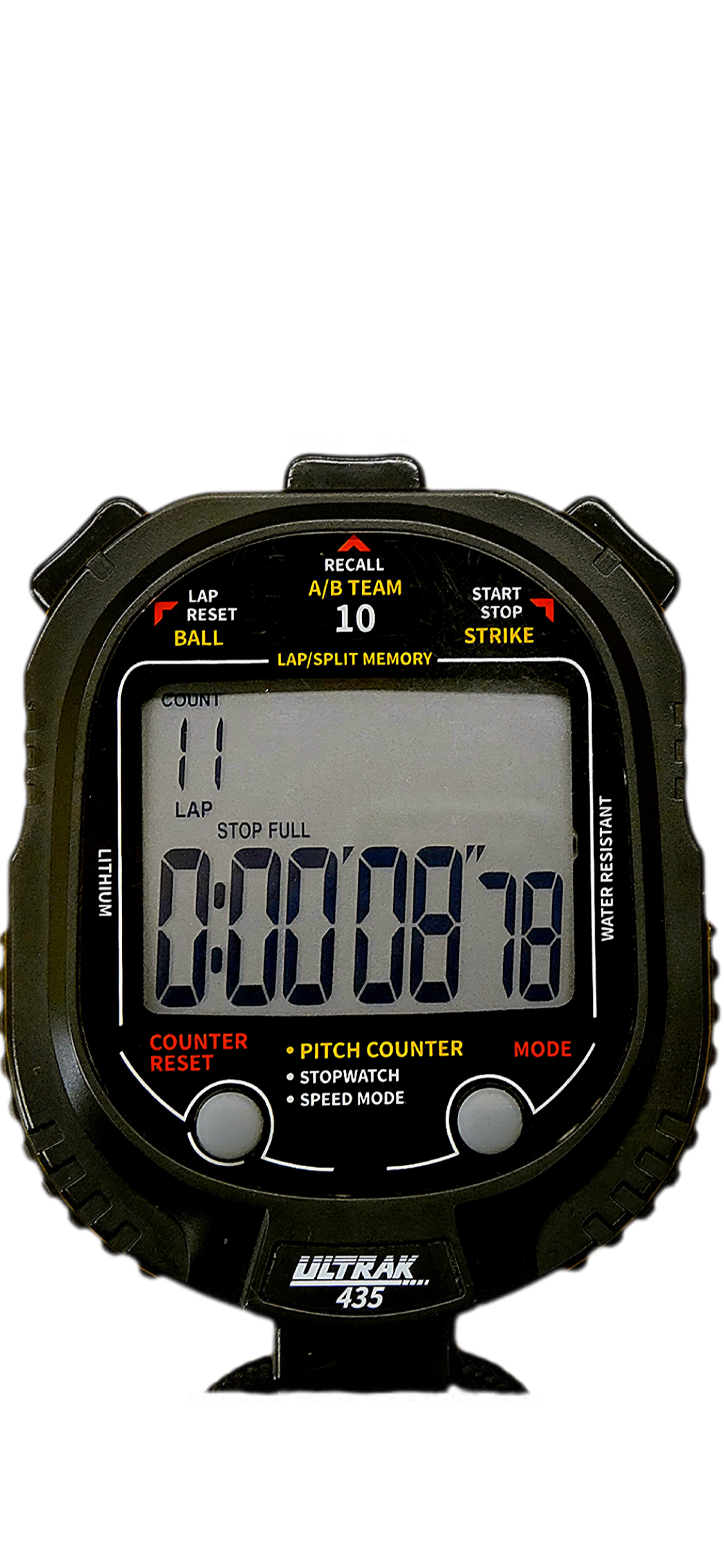 Black electronic stop watch with digital display  