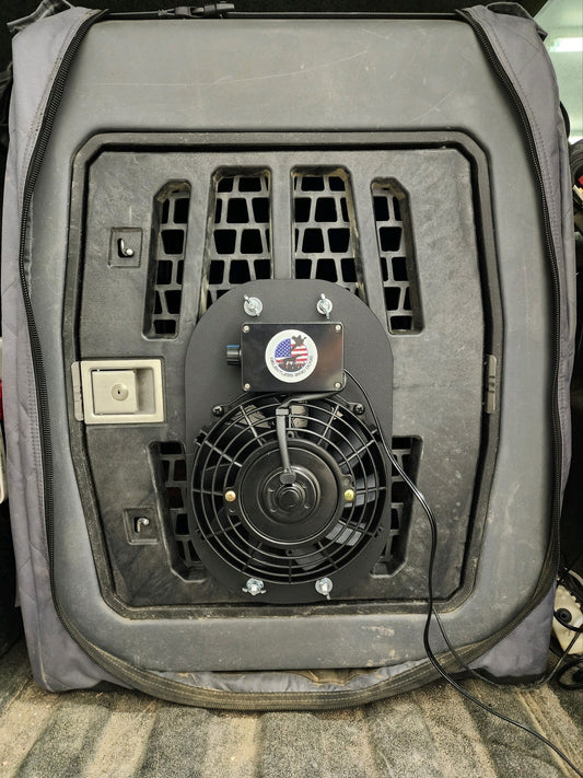 kennel fan lucky duck black front