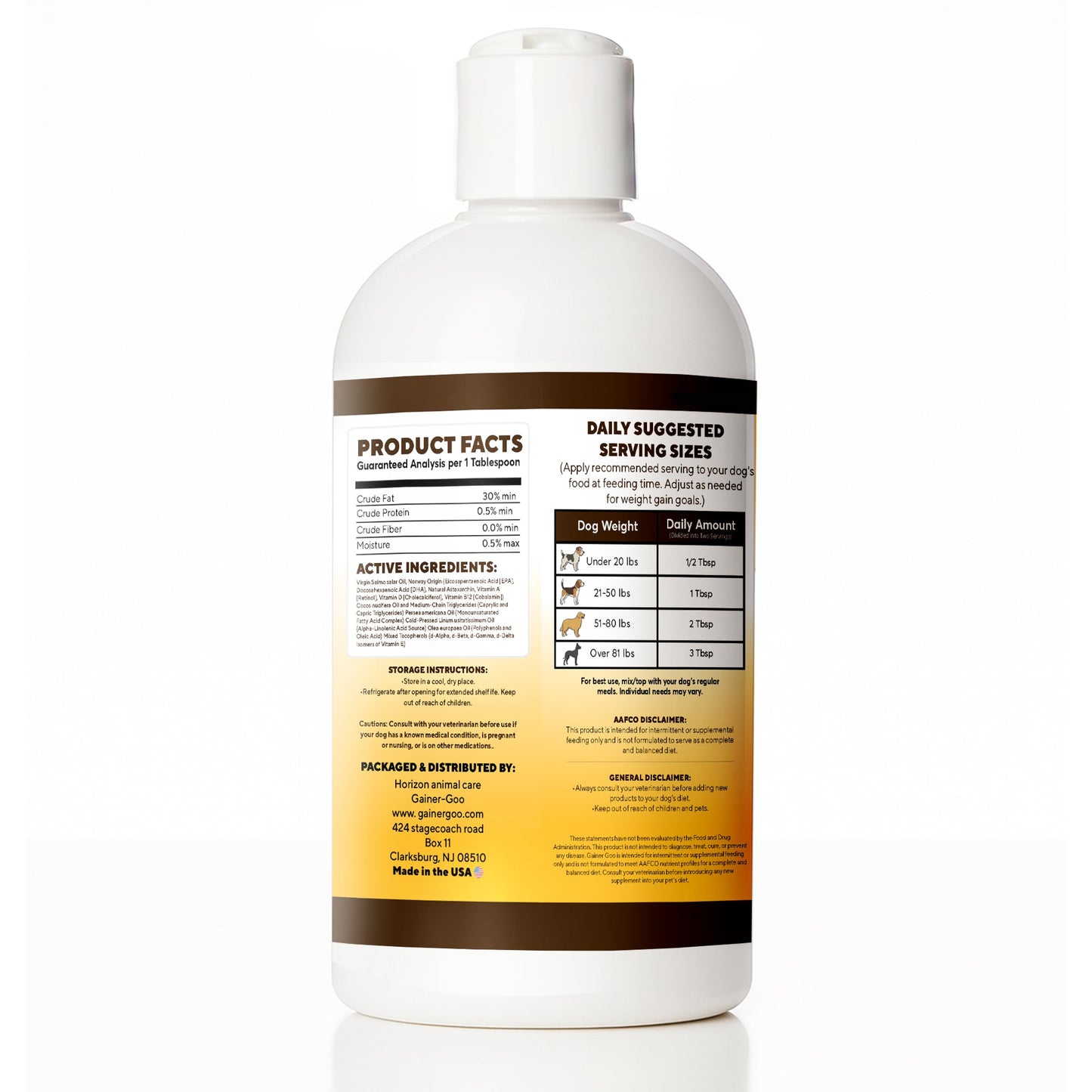 Gainer-GOO - for All Breeds - High Calorie Fat Liquid Weight Gainer - 16oz