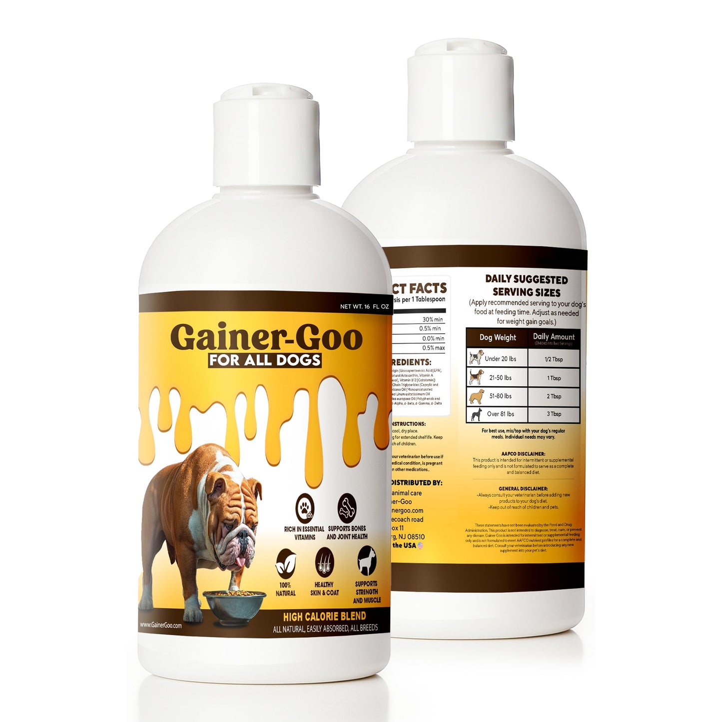 Gainer-GOO - for All Breeds - High Calorie Fat Liquid Weight Gainer - 16oz
