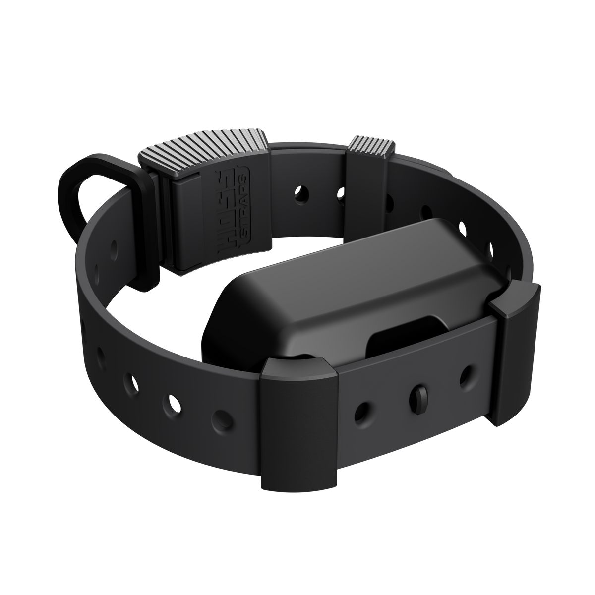 Black dog collar with electronic device on a white background