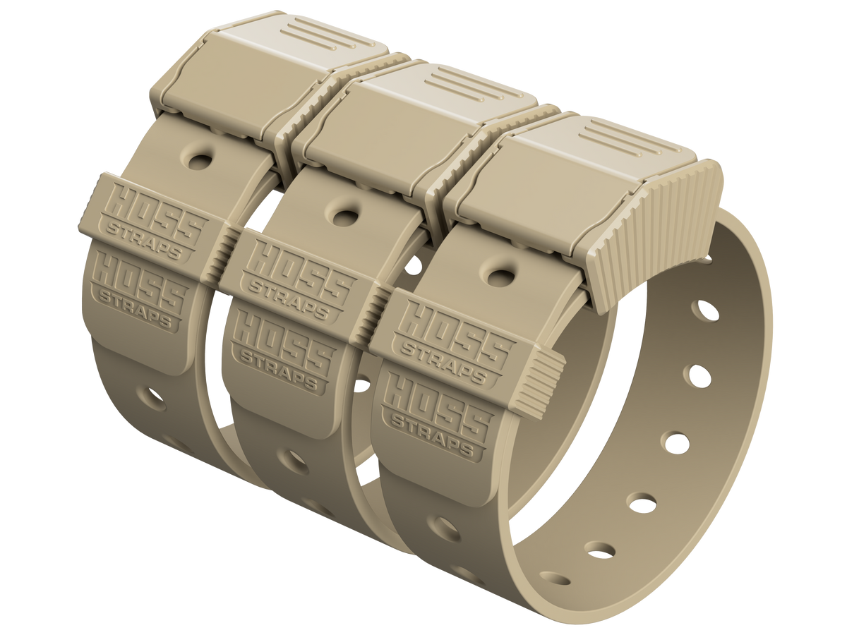 Beige strap with multiple straps attached, branded 'Hoss Straps'.