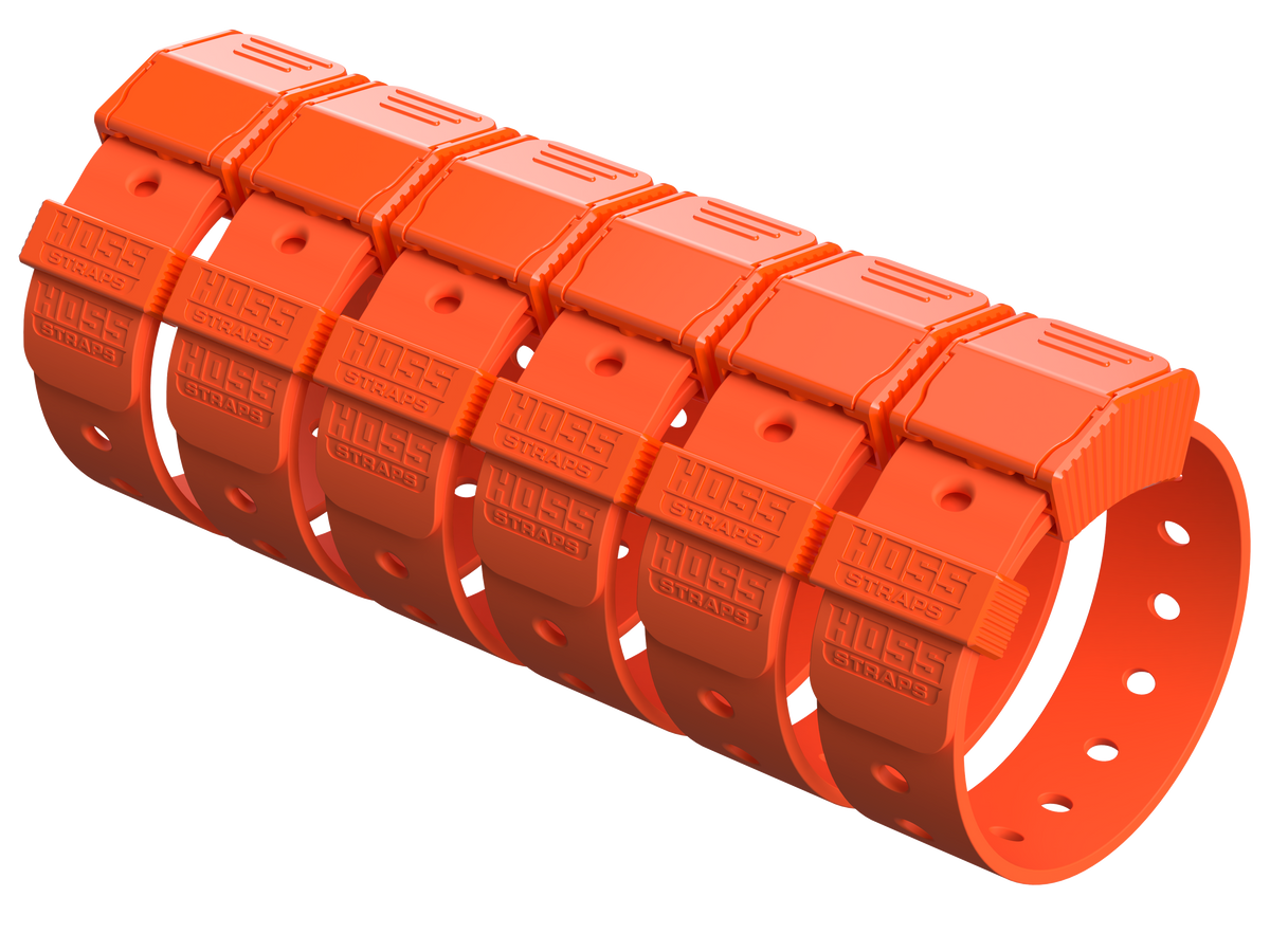 Orange plastic track with 'Husqvarna' branding on a white background