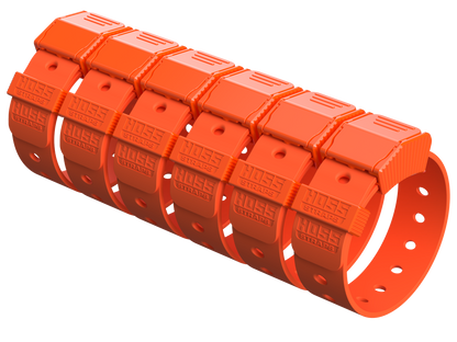 Orange plastic track with 'Husqvarna' branding on a white background