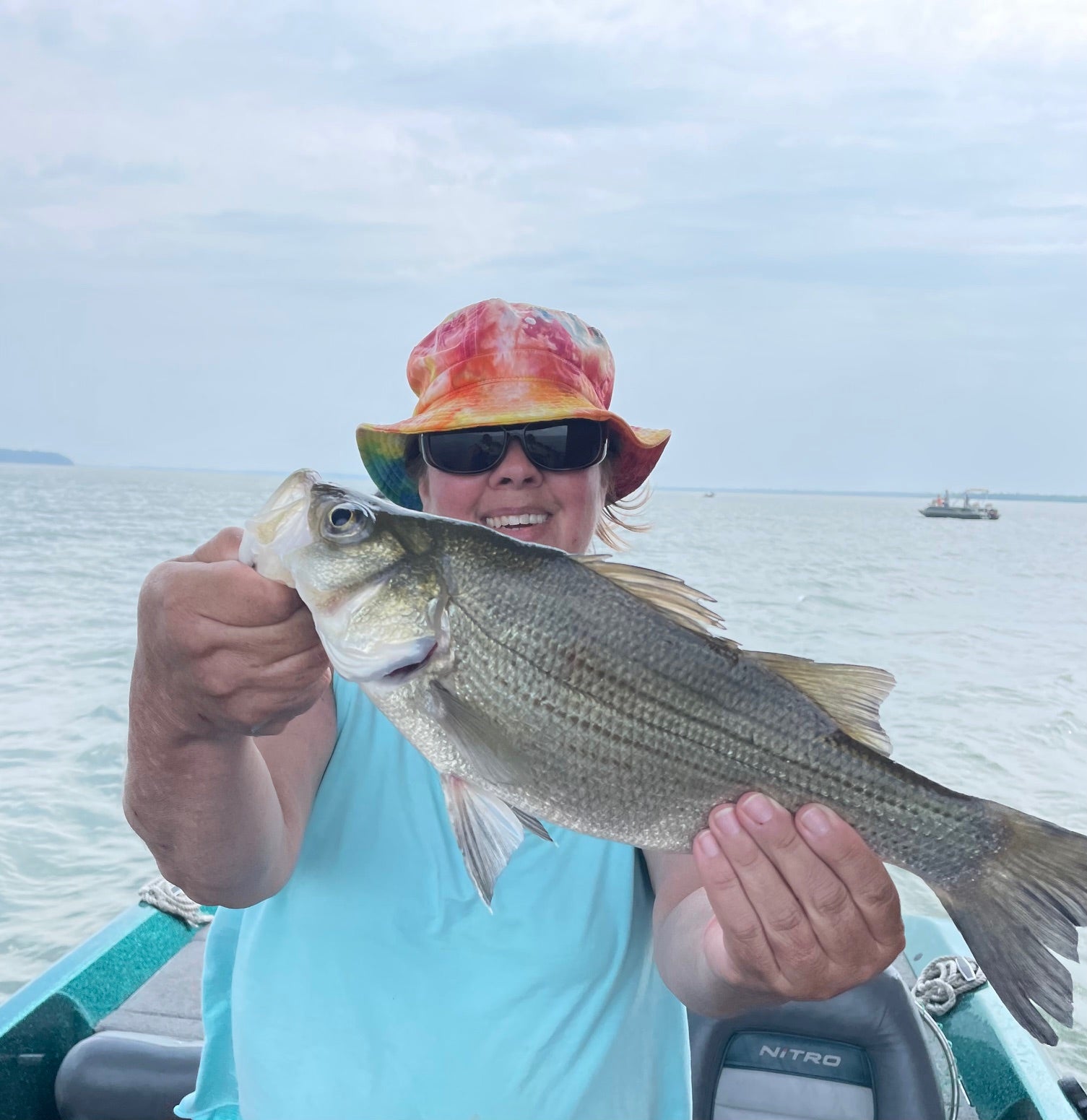 large striper caught using livescope xr