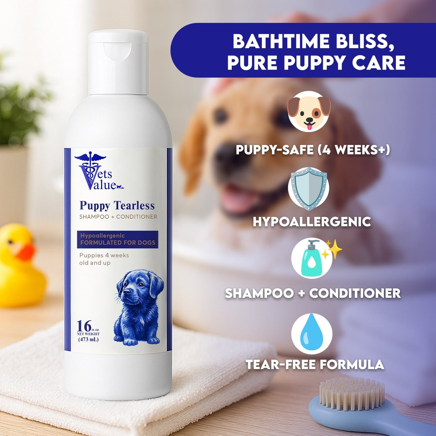 Vets Value Puppy Tearless Shampoo + Conditioner - 16oz