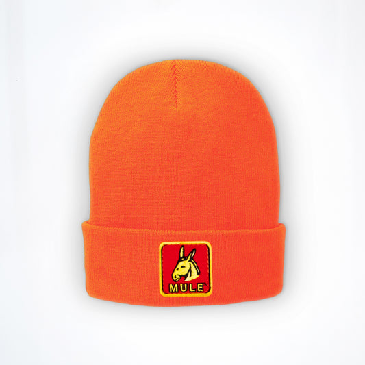 Mule Brand Knit Cap Toboggan - Safety Orange Beanie