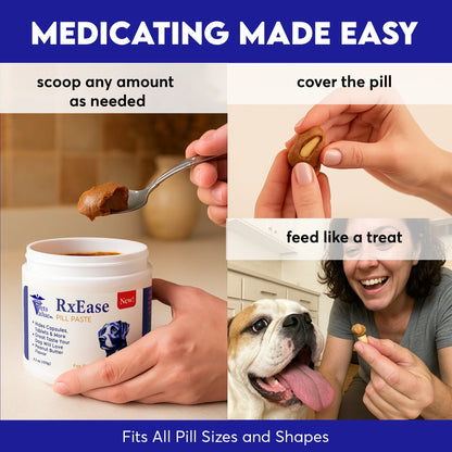 RxEase Pill Paste for Dogs – 4.2 oz Peanut Butter Flavor – Hides Capsules, Tablets And More
