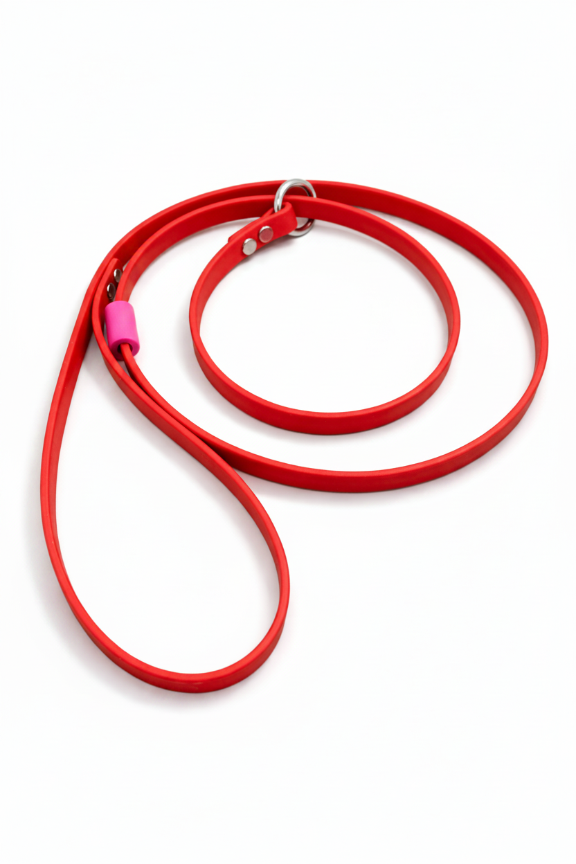 RED SLIP LEAD WITH BRIGHT PINK STOP