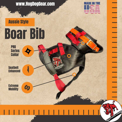 Aussie Style Boar Bib- Attached Collar Seatbelt Open Leg Holes - OKIE DOG SUPPLY