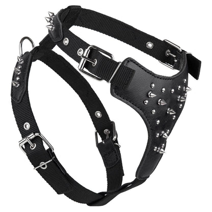 Leather + Nylon Spike Harness