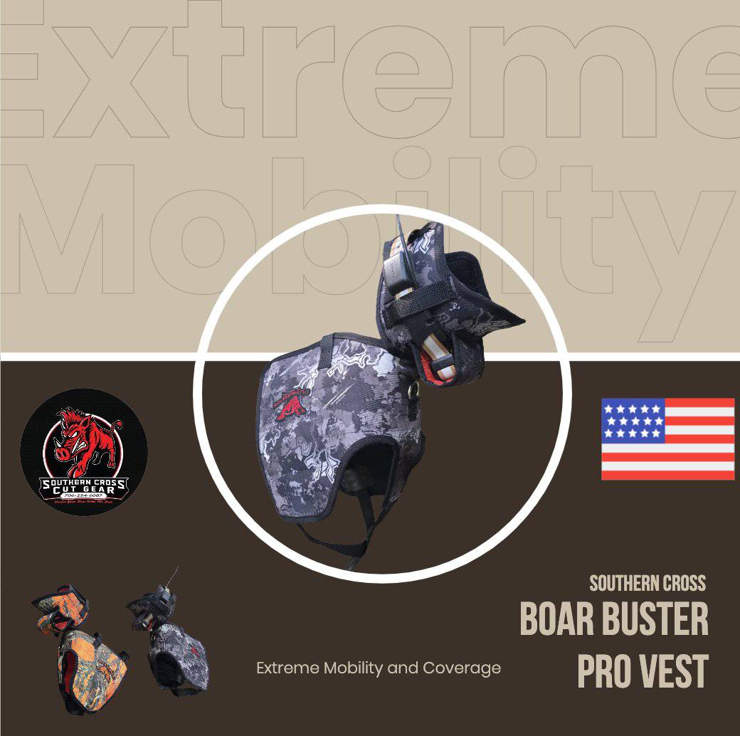 Boar Buster PRO Vest (Plate) – Attached Collar, Extreme Mobility Hog Dog Vest - OKIE DOG SUPPLY