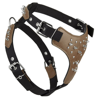 Leather + Nylon Spike Harness