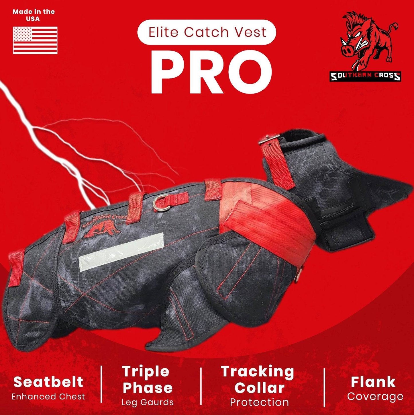 Elite Catch Vest PRO- Attached Collar Extreme Protection - OKIE DOG SUPPLY