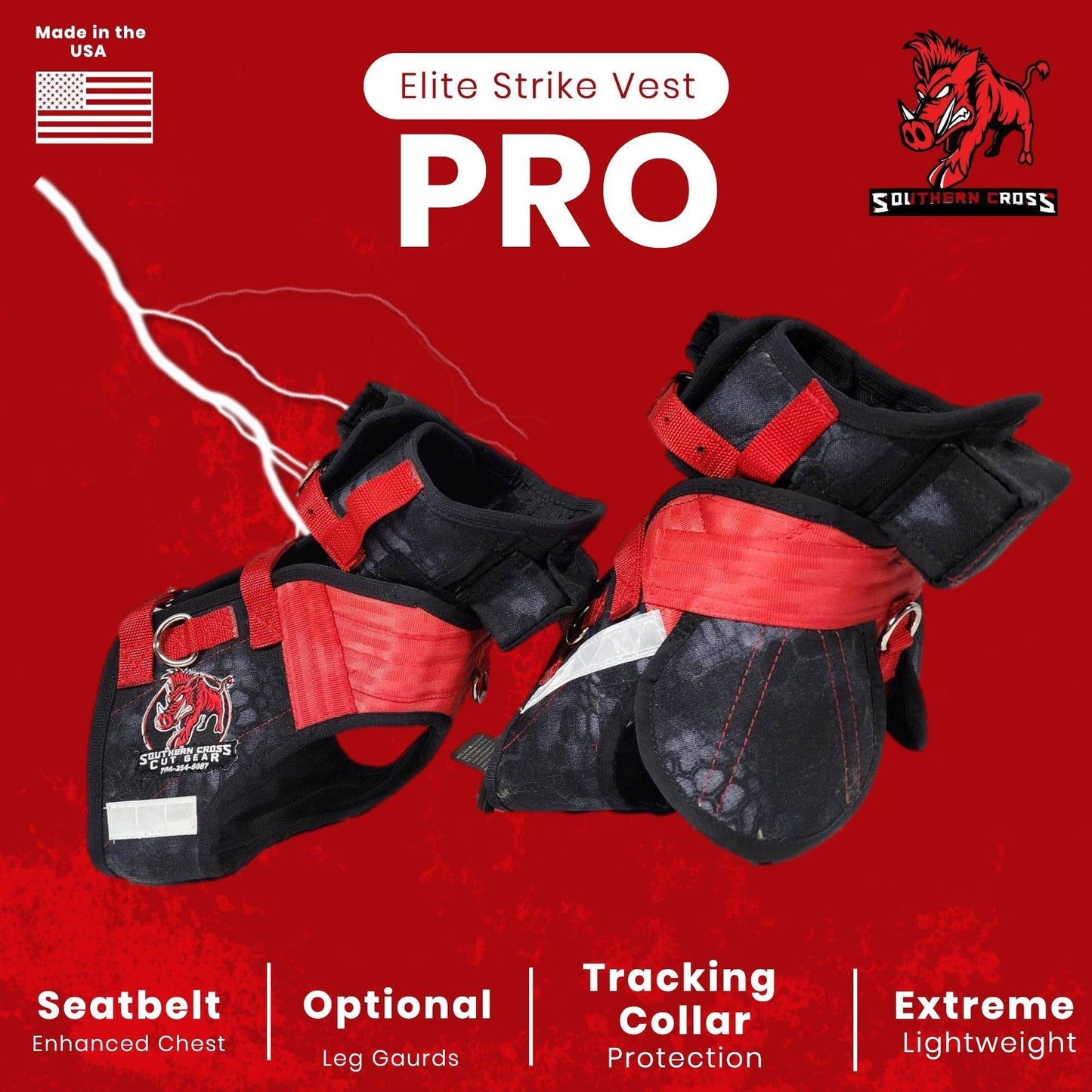 Elite Strike Vest PRO- Attached Collar Lightweight Extreme Protection - OKIE DOG SUPPLY