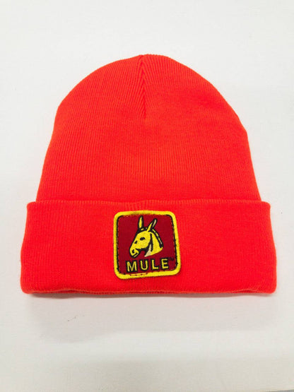 Mule Brand Knit Cap Toboggan - Safety Orange Beanie - OKIE DOG SUPPLY