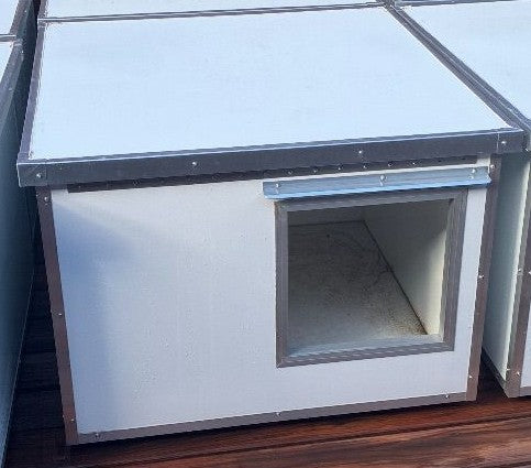 close up of insulated dog house