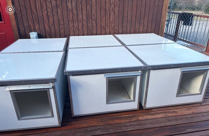 group of large insulated dog houses